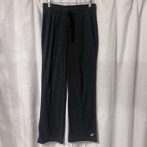 Nike Pants Womens M White Swoosh Wide Leg Flare Baggy Drawstring Sweatpants EC